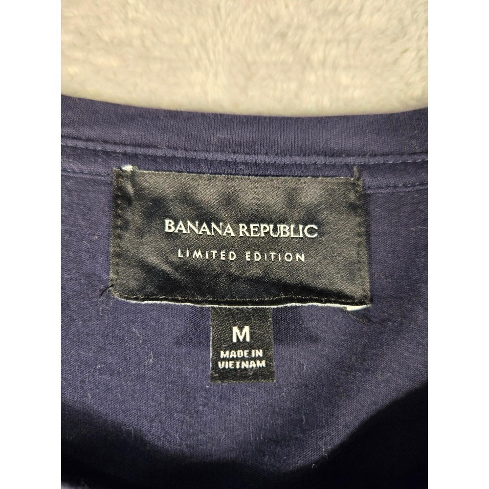Banana Republic Limited Edition Couture Tee Navy Blue Ruffle Pima Cotton M - Picture 5 of 9